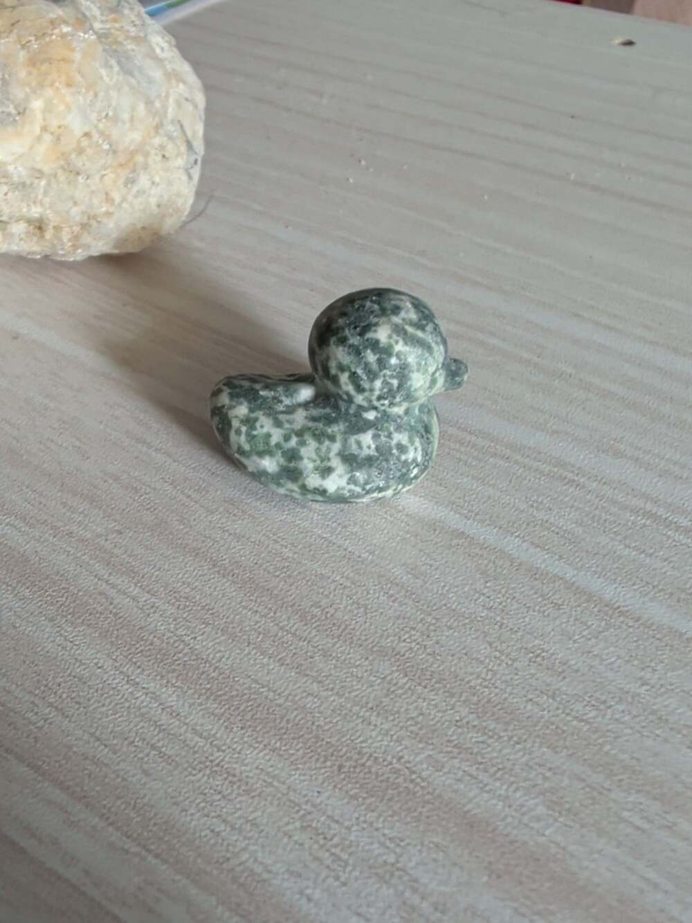 Natural Green Spot Jasper Carved Crystal Duck Figurine Ornament